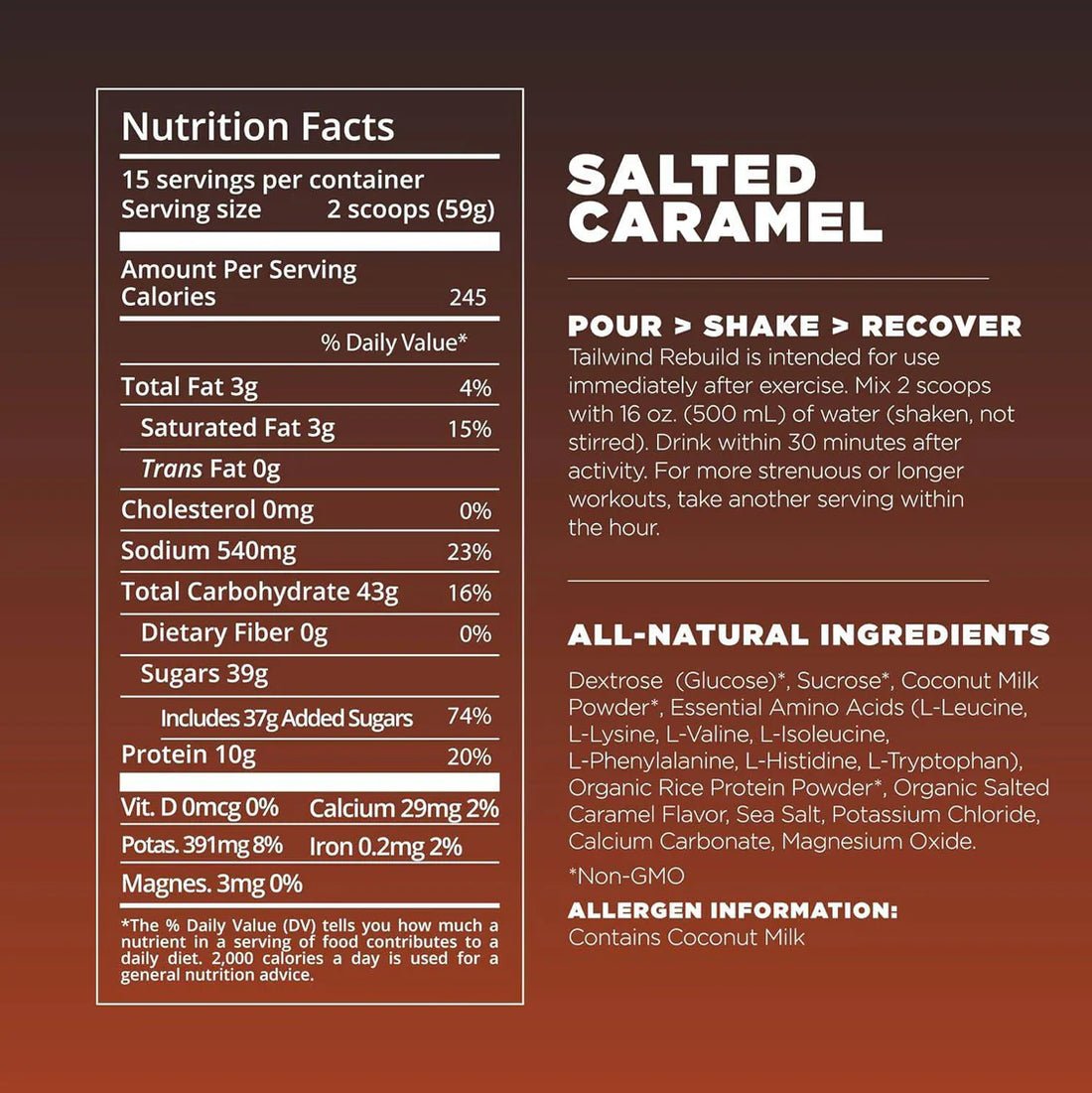 Tailwind Recovery Mix - 911g - Nutrition - Drink Mix - Trek, Trail & Fish NZ
