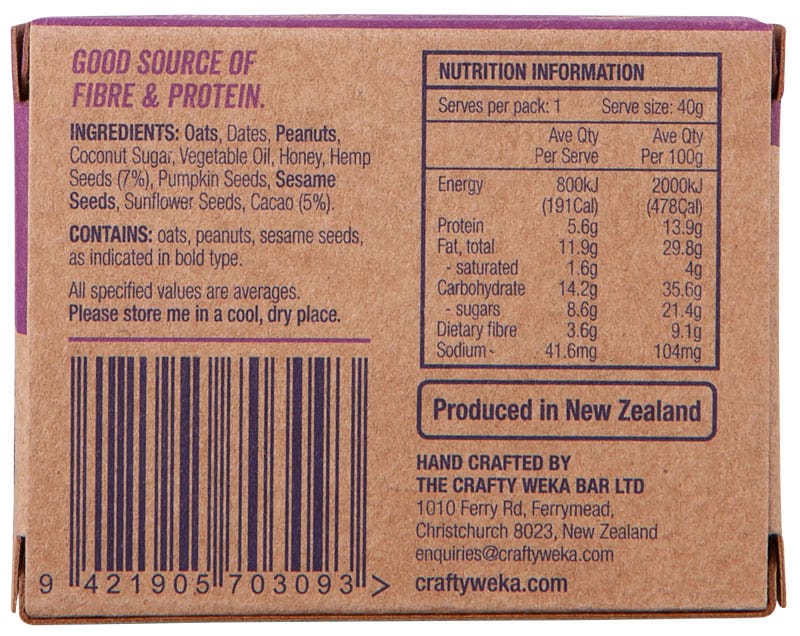 The Crafty Weka Bite - Solid Food - Trek, Trail & Fish NZ