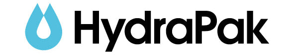 HydraPak logo with a blue droplet on a white background