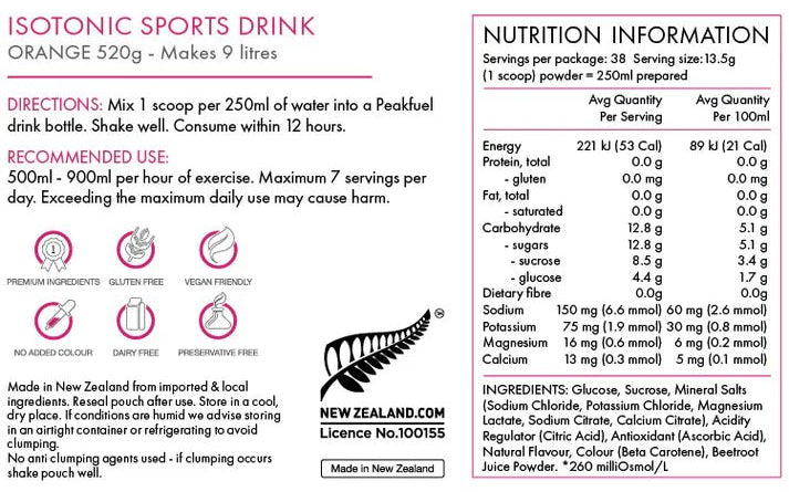 PeakFuel Isotonic Sports Drink - Drink Mix - Trek, Trail & Fish NZ
