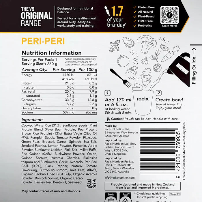 Radix Original Meal v9.0 400cal - Freeze - dried Meal - Trek, Trail & Fish NZ