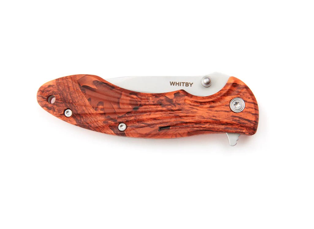 Whitby Orange Camo Lock Knife (2.75") - in - store only - Trek, Trail & Fish NZ