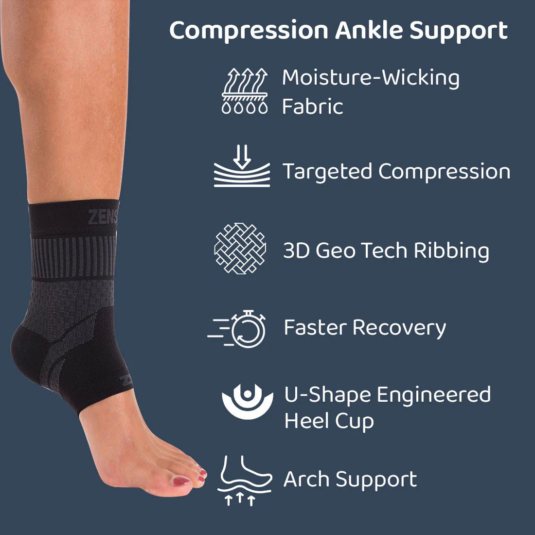 Zensah Ankle Support / Compression - Compression Sleeves - Trek, Trail & Fish NZ