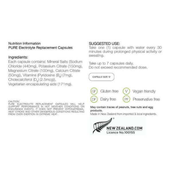 Pure Electrolyte Replacement Capsules 80 - Trek, Trail & Fish NZ