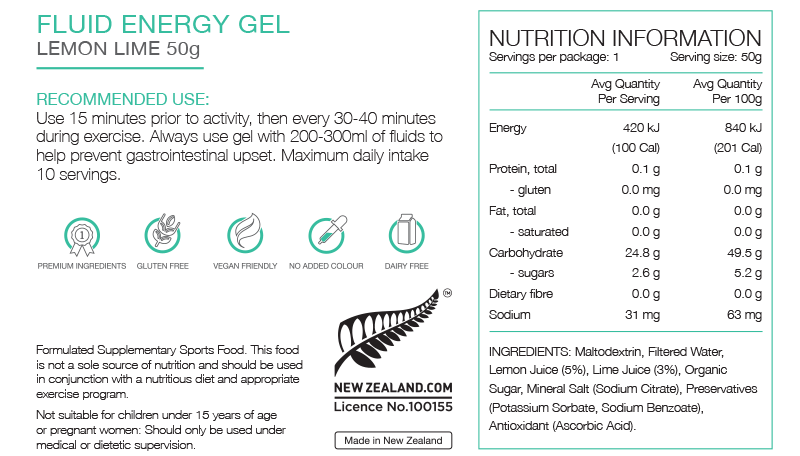Pure Fluid Energy Gels 50g - Trek, Trail & Fish NZ
