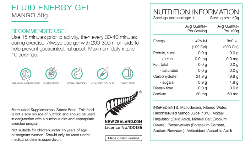 Pure Fluid Energy Gels 50g - Trek, Trail & Fish NZ